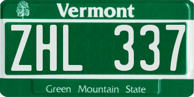 VT license plate ZHL337