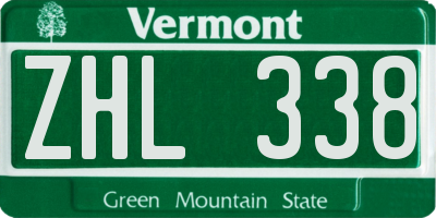 VT license plate ZHL338