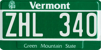 VT license plate ZHL340
