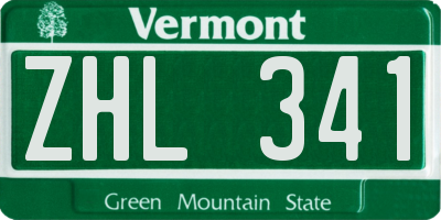 VT license plate ZHL341