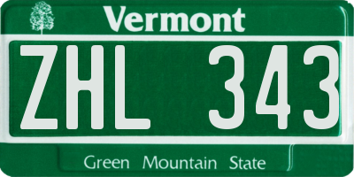 VT license plate ZHL343