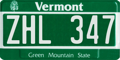 VT license plate ZHL347