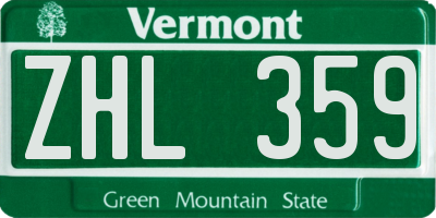 VT license plate ZHL359