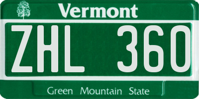VT license plate ZHL360