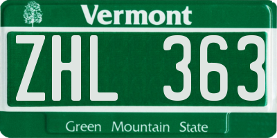 VT license plate ZHL363