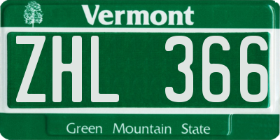 VT license plate ZHL366