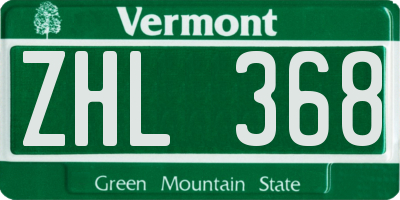 VT license plate ZHL368