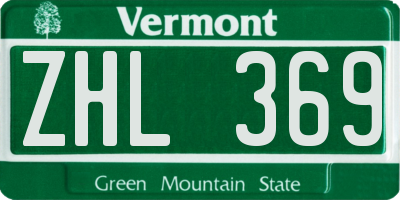 VT license plate ZHL369