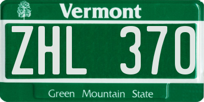 VT license plate ZHL370