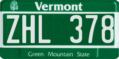 VT license plate ZHL378