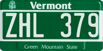 VT license plate ZHL379