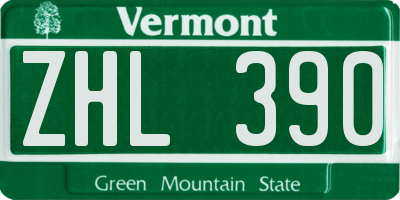 VT license plate ZHL390