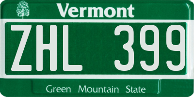 VT license plate ZHL399
