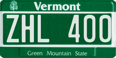 VT license plate ZHL400