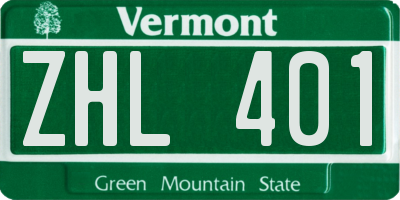 VT license plate ZHL401