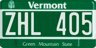 VT license plate ZHL405