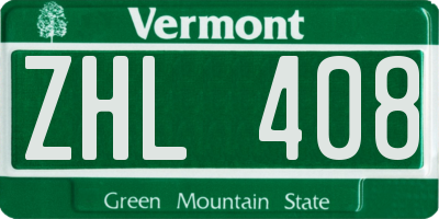 VT license plate ZHL408