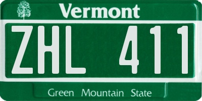 VT license plate ZHL411