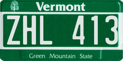 VT license plate ZHL413
