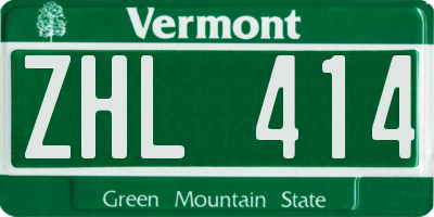VT license plate ZHL414