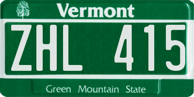 VT license plate ZHL415