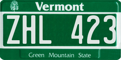 VT license plate ZHL423