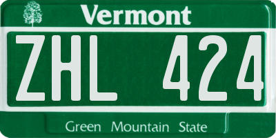 VT license plate ZHL424