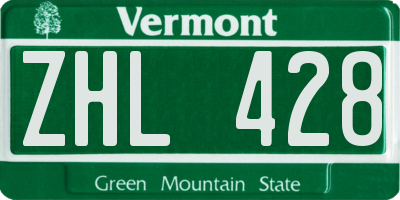 VT license plate ZHL428