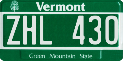 VT license plate ZHL430