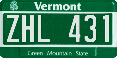 VT license plate ZHL431