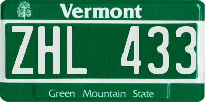 VT license plate ZHL433
