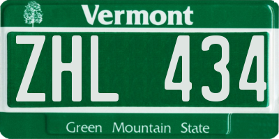 VT license plate ZHL434