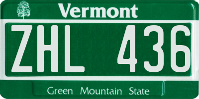 VT license plate ZHL436
