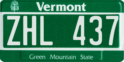 VT license plate ZHL437