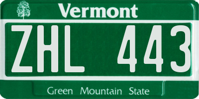 VT license plate ZHL443