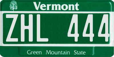 VT license plate ZHL444