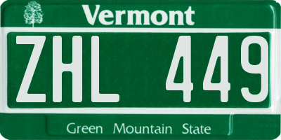 VT license plate ZHL449