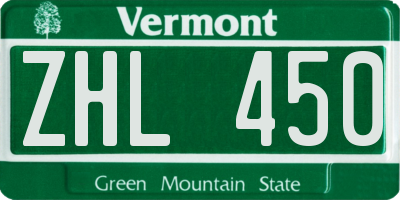 VT license plate ZHL450