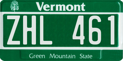 VT license plate ZHL461