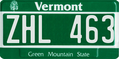 VT license plate ZHL463