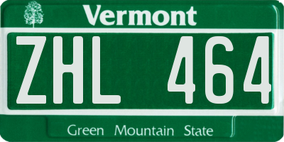 VT license plate ZHL464