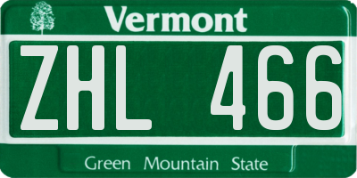 VT license plate ZHL466