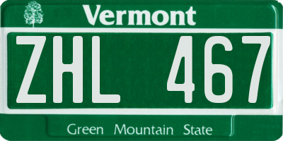 VT license plate ZHL467