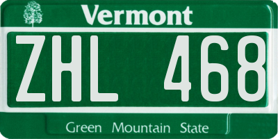 VT license plate ZHL468