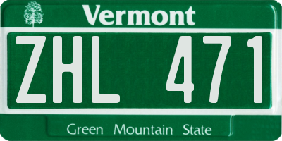 VT license plate ZHL471