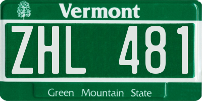 VT license plate ZHL481