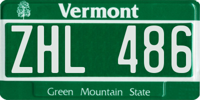 VT license plate ZHL486