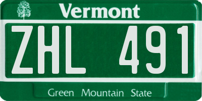 VT license plate ZHL491