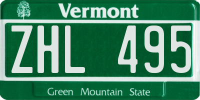 VT license plate ZHL495