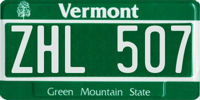 VT license plate ZHL507